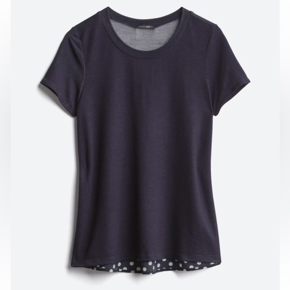 Papermoon - bought on stitch fix. Marisol mixed material knit top. Size XL. Navy - Picture 1 of 12